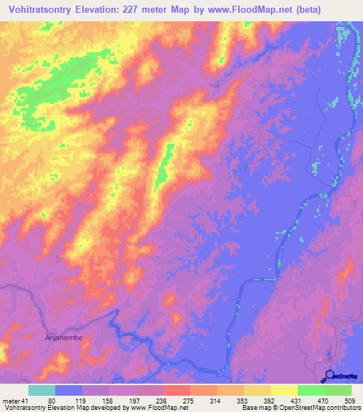 Vohitratsontry,Madagascar Elevation Map