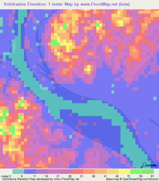 Vohitrasina,Madagascar Elevation Map