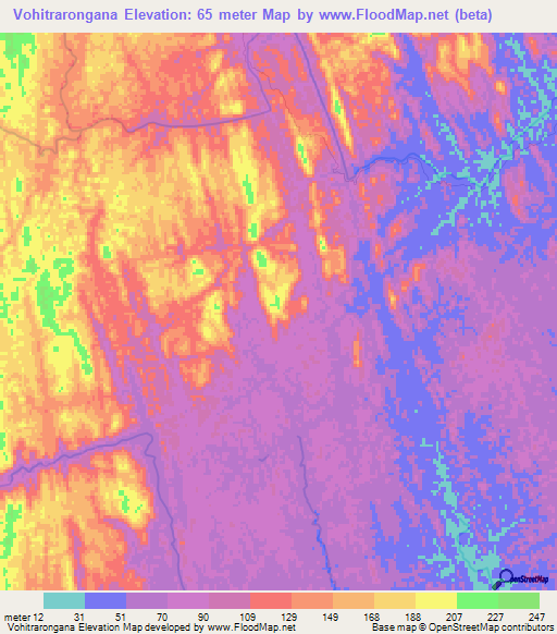 Vohitrarongana,Madagascar Elevation Map