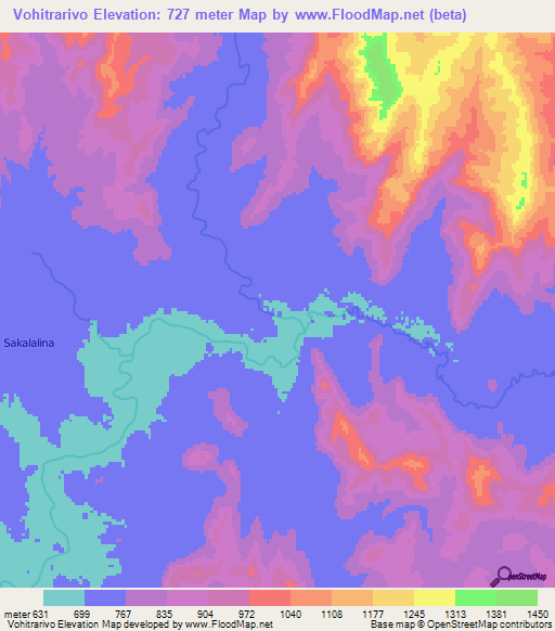 Vohitrarivo,Madagascar Elevation Map