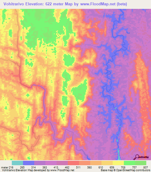 Vohitrarivo,Madagascar Elevation Map