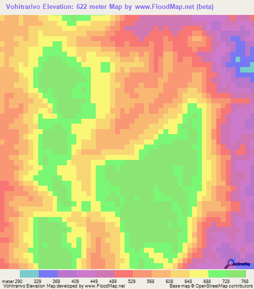 Vohitrarivo,Madagascar Elevation Map