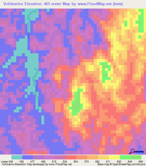 Vohitrarivo,Madagascar Elevation Map