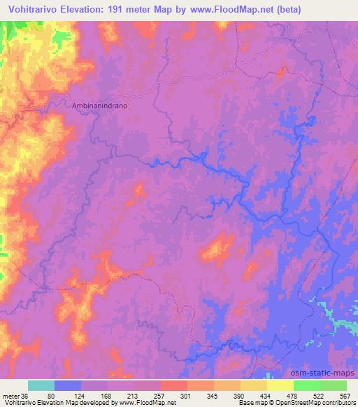 Vohitrarivo,Madagascar Elevation Map