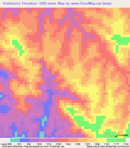 Vohitrarivo,Madagascar Elevation Map