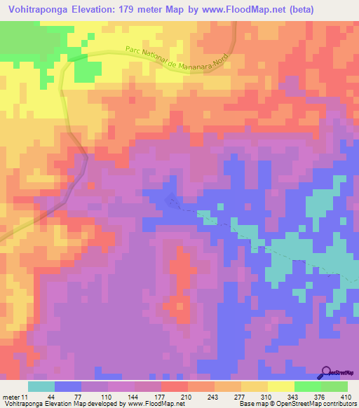 Vohitraponga,Madagascar Elevation Map
