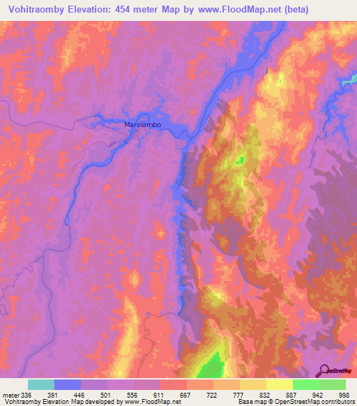 Vohitraomby,Madagascar Elevation Map