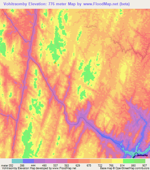 Vohitraomby,Madagascar Elevation Map