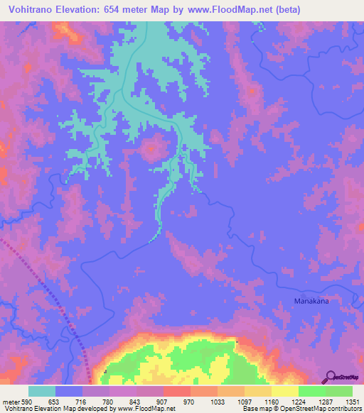 Vohitrano,Madagascar Elevation Map