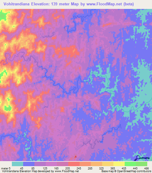 Vohitrandiana,Madagascar Elevation Map