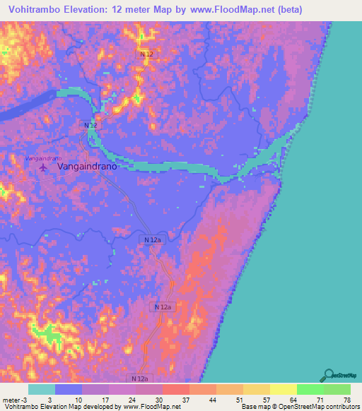 Vohitrambo,Madagascar Elevation Map