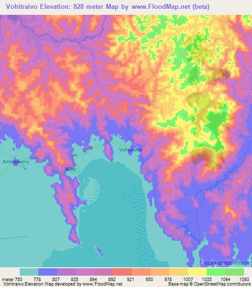Vohitraivo,Madagascar Elevation Map