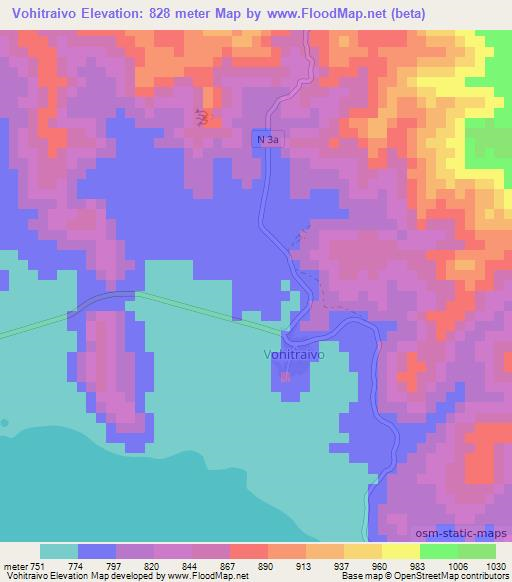 Vohitraivo,Madagascar Elevation Map