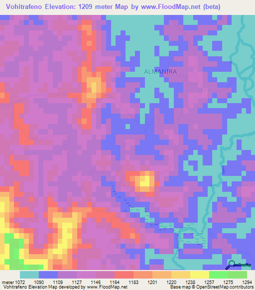 Vohitrafeno,Madagascar Elevation Map