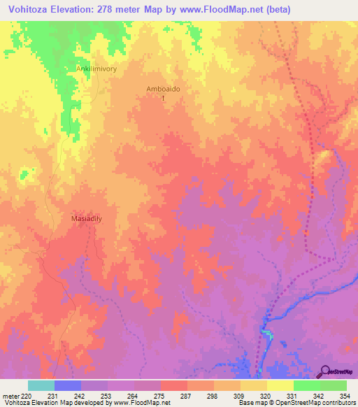 Vohitoza,Madagascar Elevation Map