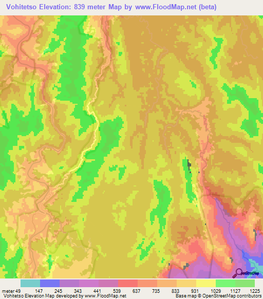 Vohitetso,Madagascar Elevation Map