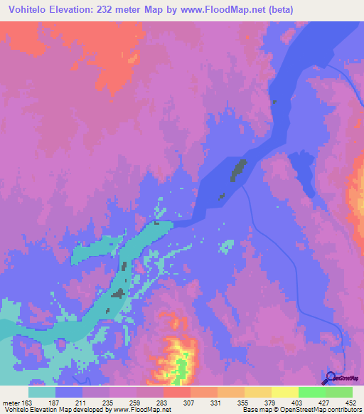 Vohitelo,Madagascar Elevation Map
