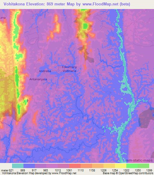 Vohitakona,Madagascar Elevation Map