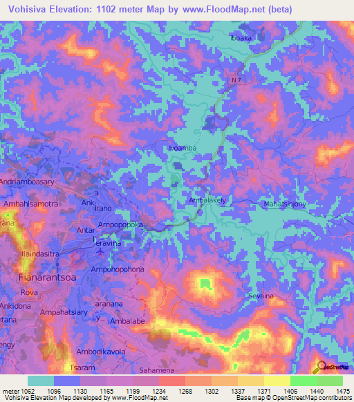 Vohisiva,Madagascar Elevation Map