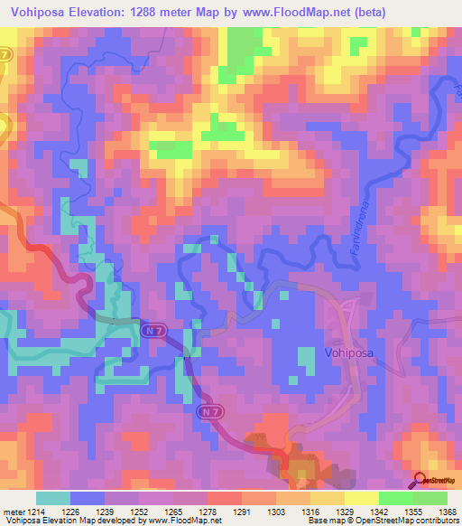 Vohiposa,Madagascar Elevation Map