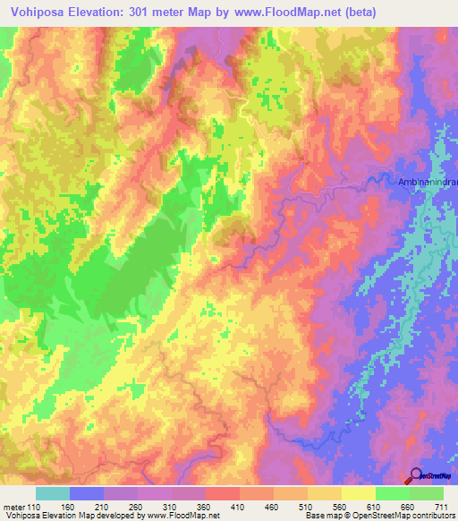 Vohiposa,Madagascar Elevation Map