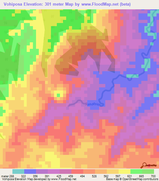 Vohiposa,Madagascar Elevation Map
