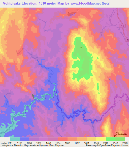 Vohipisaka,Madagascar Elevation Map