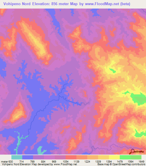 Vohipeno Nord,Madagascar Elevation Map