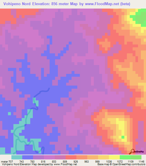 Vohipeno Nord,Madagascar Elevation Map