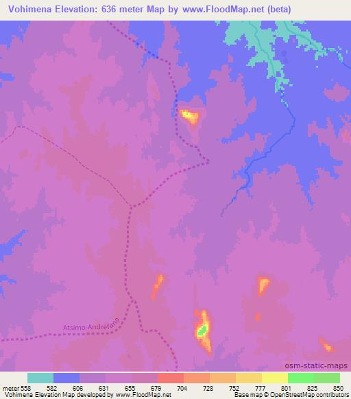Vohimena,Madagascar Elevation Map