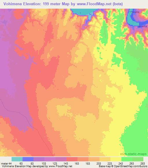 Vohimena,Madagascar Elevation Map