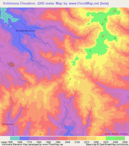 Vohimena,Madagascar Elevation Map