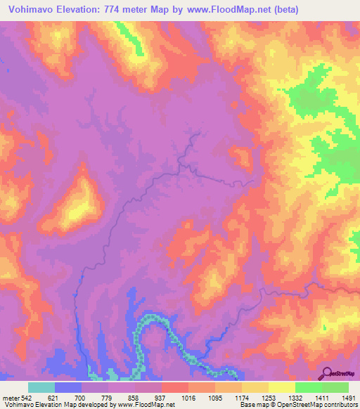 Vohimavo,Madagascar Elevation Map