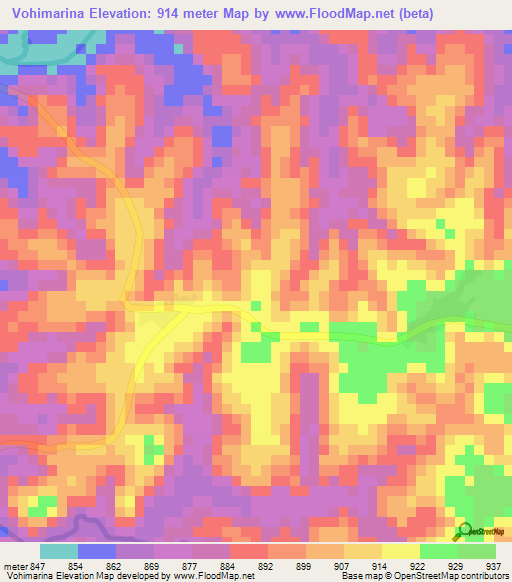 Vohimarina,Madagascar Elevation Map