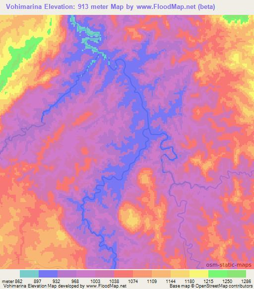 Vohimarina,Madagascar Elevation Map