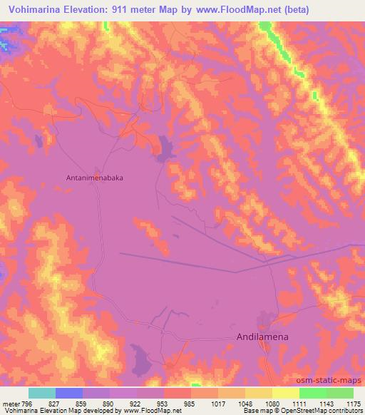 Vohimarina,Madagascar Elevation Map