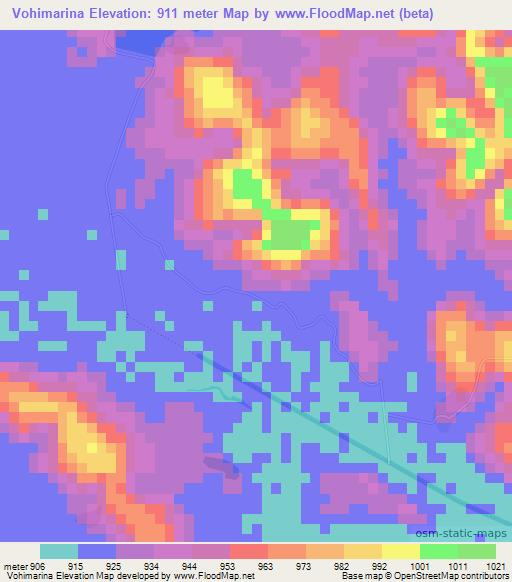 Vohimarina,Madagascar Elevation Map