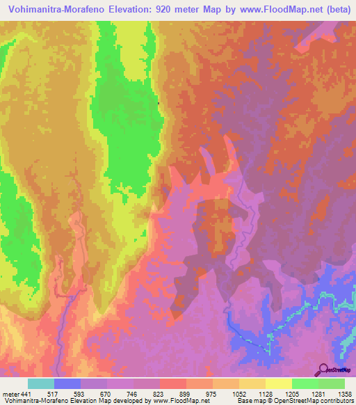 Vohimanitra-Morafeno,Madagascar Elevation Map