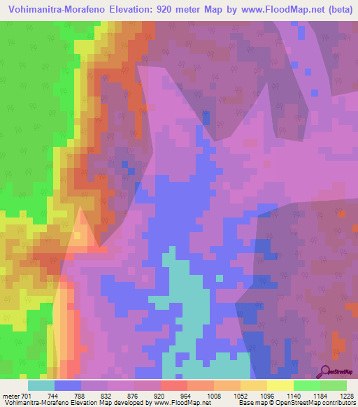 Vohimanitra-Morafeno,Madagascar Elevation Map