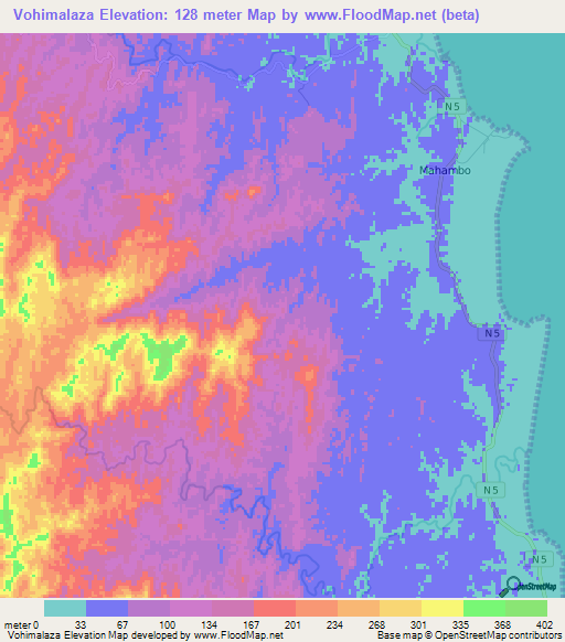Vohimalaza,Madagascar Elevation Map