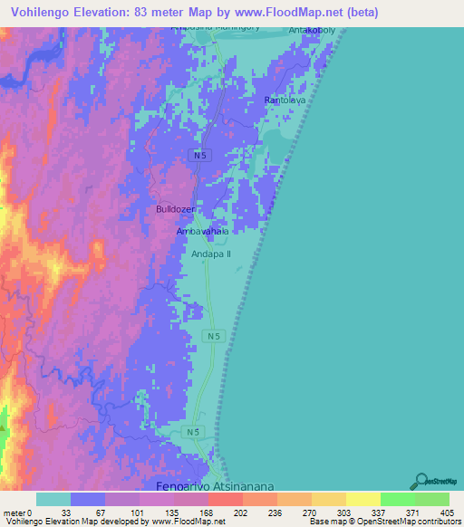 Vohilengo,Madagascar Elevation Map