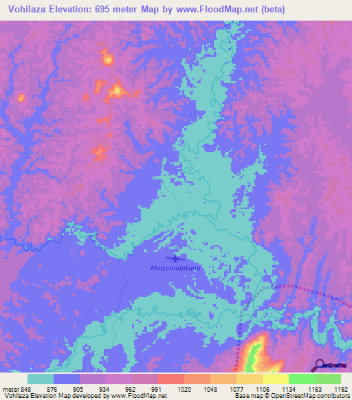 Vohilaza,Madagascar Elevation Map