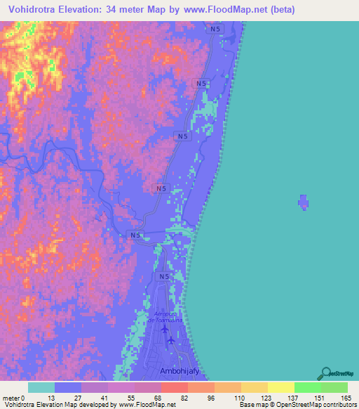 Vohidrotra,Madagascar Elevation Map