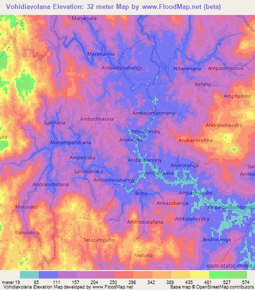 Vohidiavolana,Madagascar Elevation Map