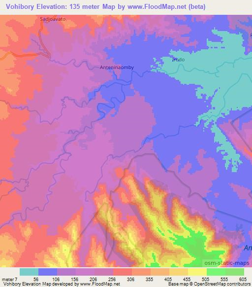 Vohibory,Madagascar Elevation Map