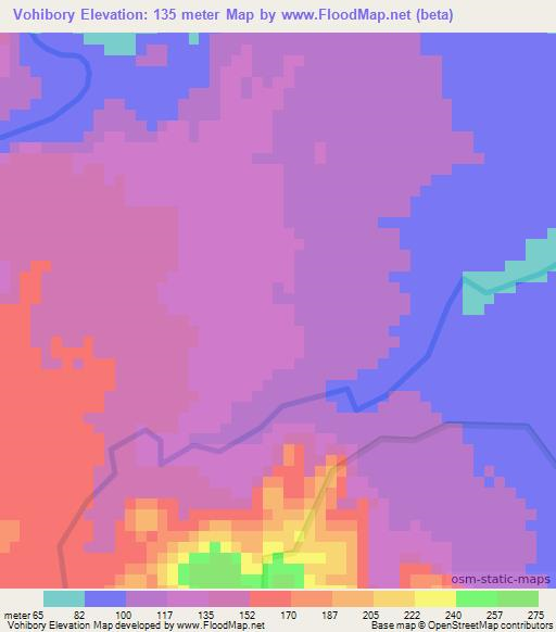 Vohibory,Madagascar Elevation Map