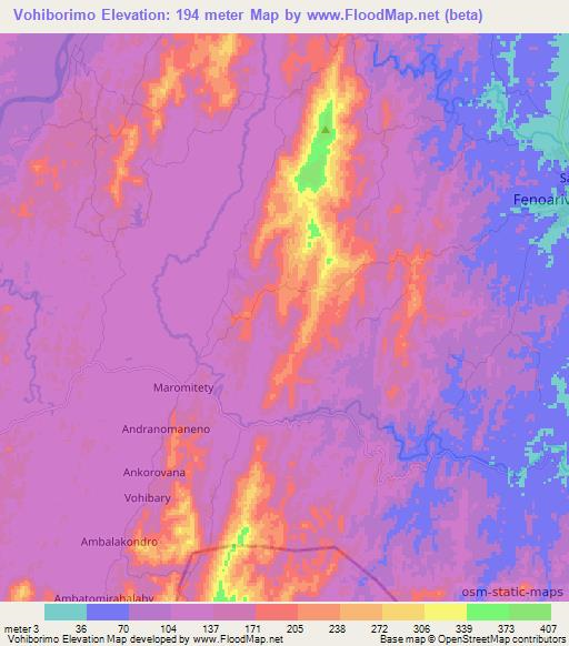 Vohiborimo,Madagascar Elevation Map