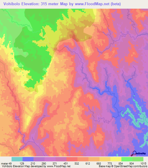 Vohibolo,Madagascar Elevation Map
