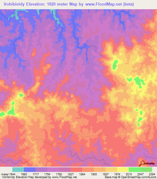 Vohibinidy,Madagascar Elevation Map
