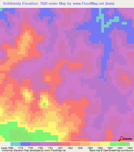 Vohibinidy,Madagascar Elevation Map